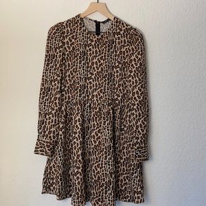 Zara leopard long sleeve dress size small